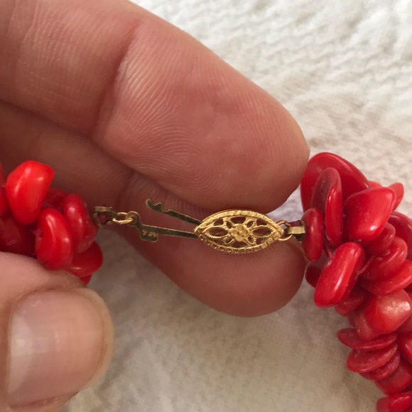 Bold Red Coral Necklace - Picture 2 of 3